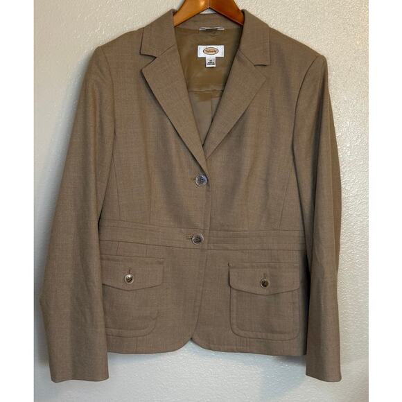 Talbots Blazer Women 10 Tan Wool Spandex Business Office Workwear Preppy Lined - Picture 1 of 7